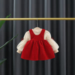 MyKids-USA® Baby Girls Long Sleeves Crew Neck Top and Overalls Dress