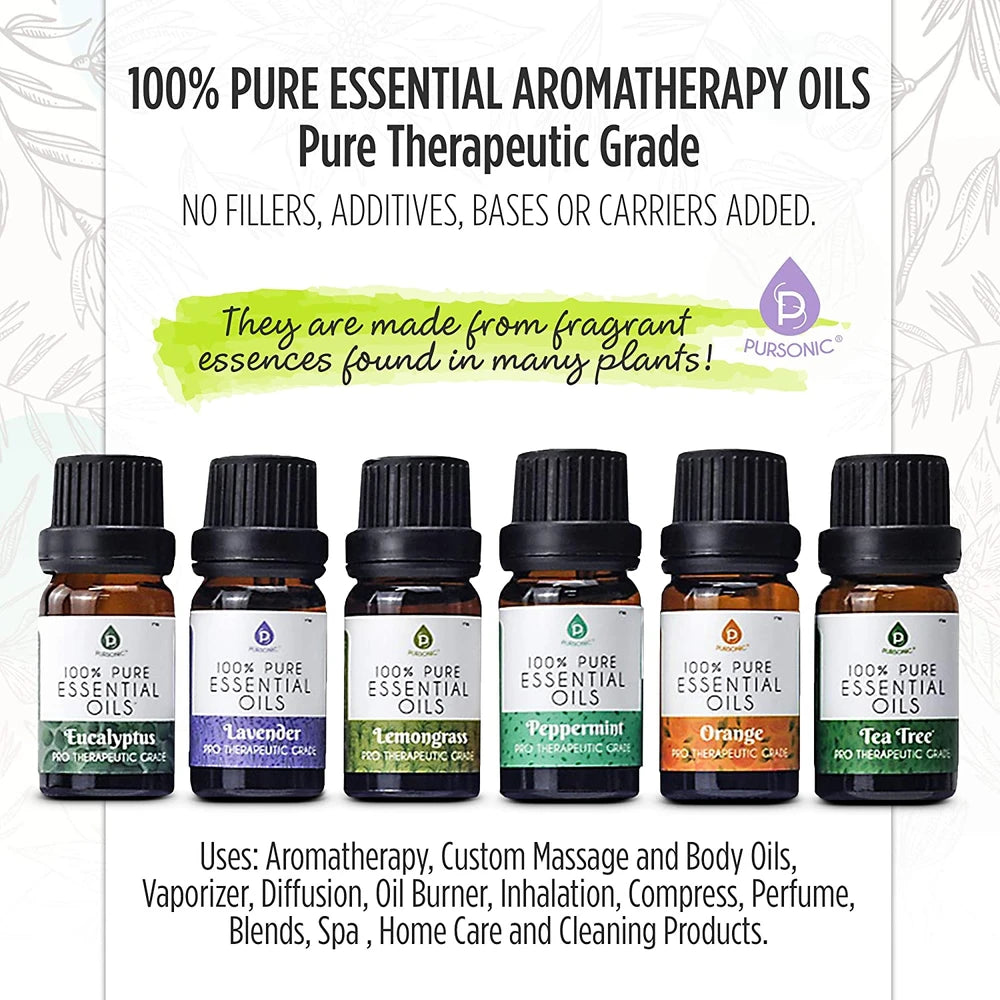 Pursonic Ultimate Wellness Bundle: Air Purifier, Diffuser & Essential Oils Set