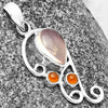 Rose Quartz Carnelian Silver Pendant