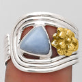 Two Tone Flower - Natural Angelite Ring size-8.5 R-1491 SDR194044